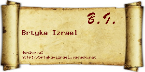 Brtyka Izrael névjegykártya